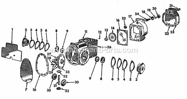 Transmission Case, Diff & Reduction Housing Diagram and Parts List for 122  Cub Cadet Lawn Tractor